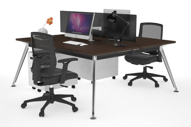 San Fran - Ergonomic 2 Person Workstation Bench Chrome Leg [1400L x 800W with Cable Scallop] Jasonl wenge black perspex (400H x 800W) 