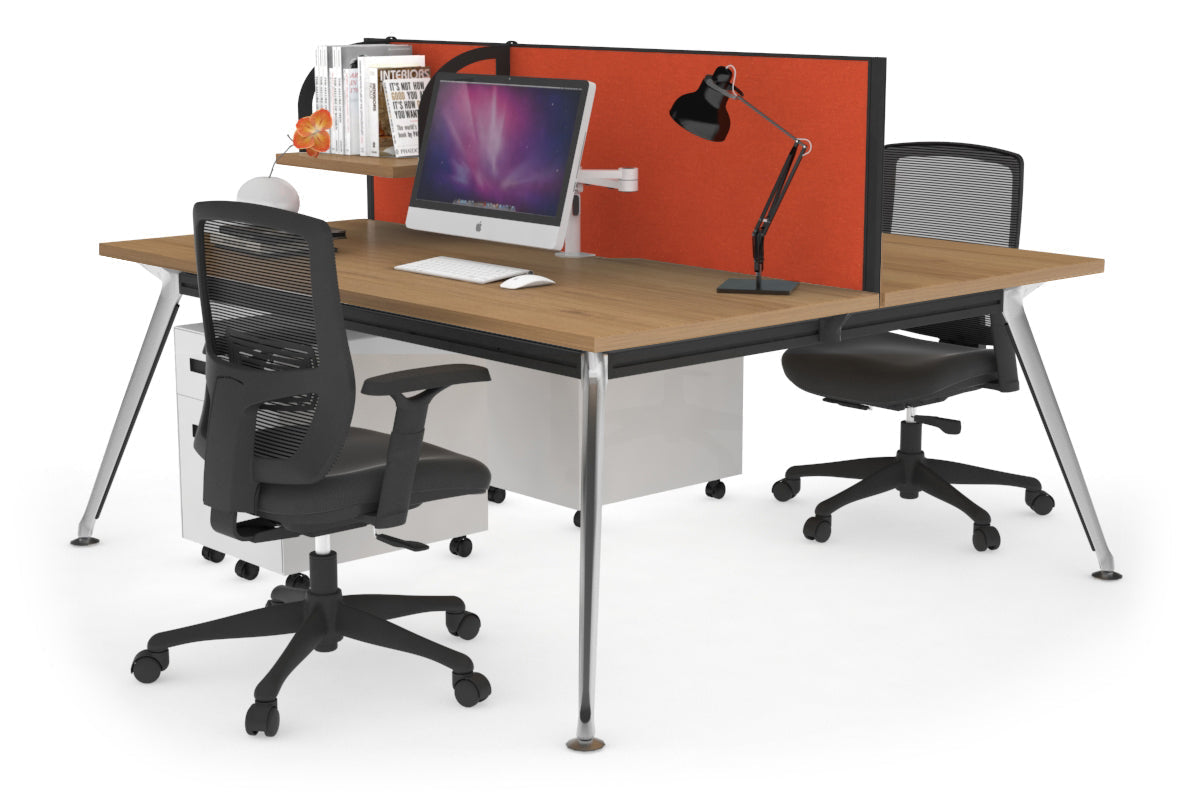 San Fran - Ergonomic 2 Person Workstation Bench Chrome Leg [1400L x 800W with Cable Scallop] Jasonl salvage oak orange squash (500H x 1400W) 