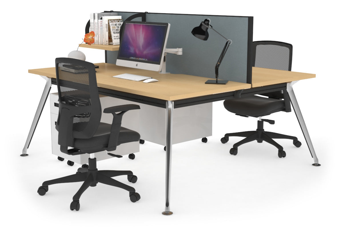 San Fran - Ergonomic 2 Person Workstation Bench Chrome Leg [1400L x 800W with Cable Scallop] Jasonl maple cool grey (500H x 1400W) 