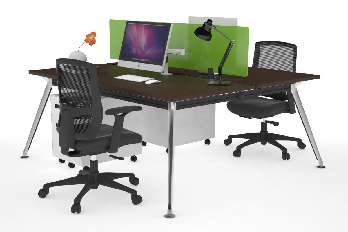 San Fran - Ergonomic 2 Person Workstation Bench Chrome Leg [1400L x 800W with Cable Scallop] Jasonl wenge green perspex (400H x 800W) 