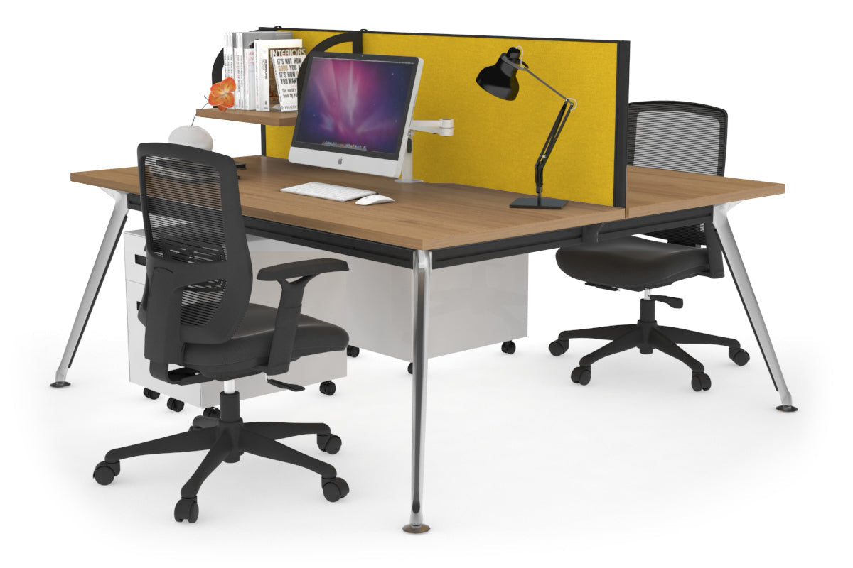 San Fran - Ergonomic 2 Person Workstation Bench Chrome Leg [1400L x 800W with Cable Scallop] Jasonl salvage oak mustard yellow (500H x 1400W) 