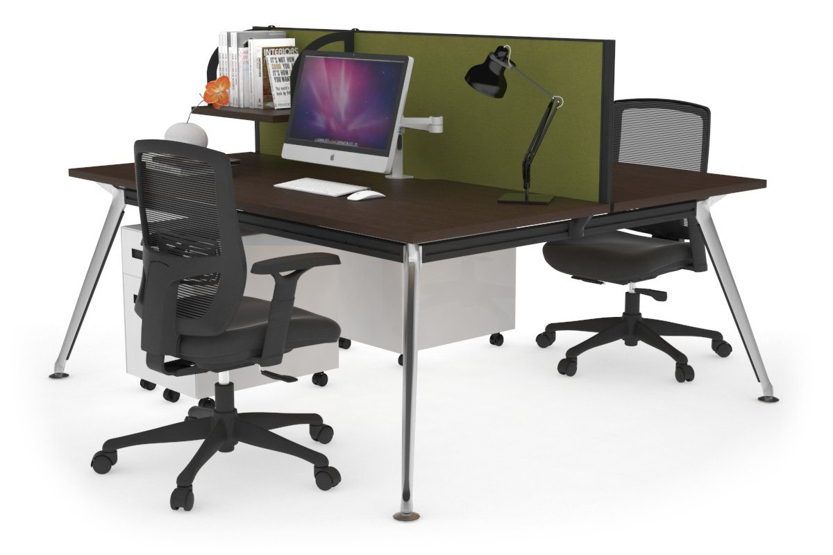 San Fran - Ergonomic 2 Person Workstation Bench Chrome Leg [1400L x 800W with Cable Scallop] Jasonl wenge green moss (500H x 1400W) 