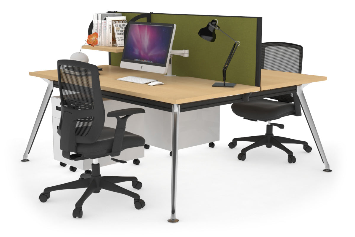 San Fran - Ergonomic 2 Person Workstation Bench Chrome Leg [1400L x 800W with Cable Scallop] Jasonl maple green moss (500H x 1400W) 