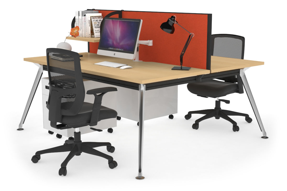 San Fran - Ergonomic 2 Person Workstation Bench Chrome Leg [1400L x 800W with Cable Scallop] Jasonl maple orange squash (500H x 1400W) 