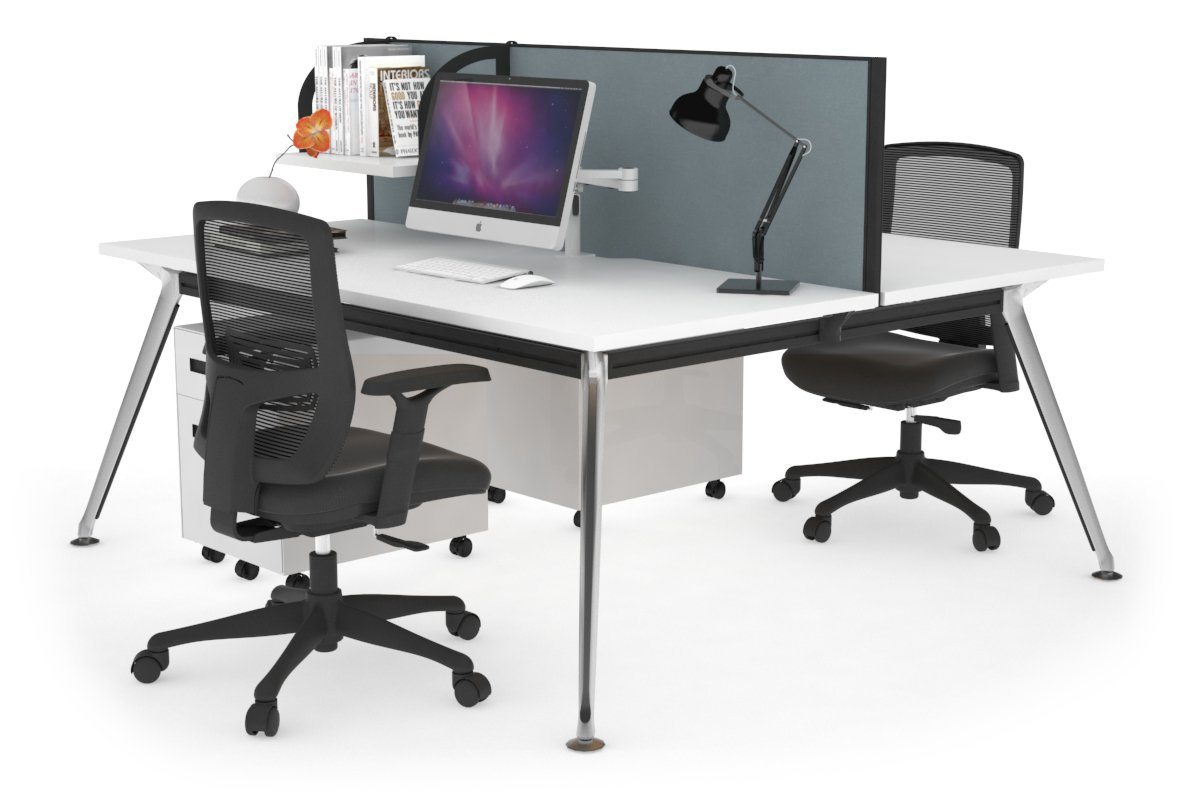San Fran - Ergonomic 2 Person Workstation Bench Chrome Leg [1400L x 800W with Cable Scallop] Jasonl white cool grey (500H x 1400W) 