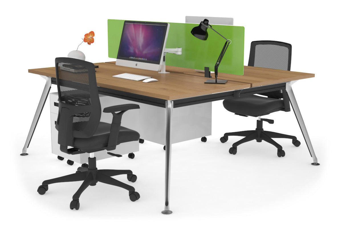 San Fran - Ergonomic 2 Person Workstation Bench Chrome Leg [1400L x 800W with Cable Scallop] Jasonl salvage oak green perspex (400H x 800W) 