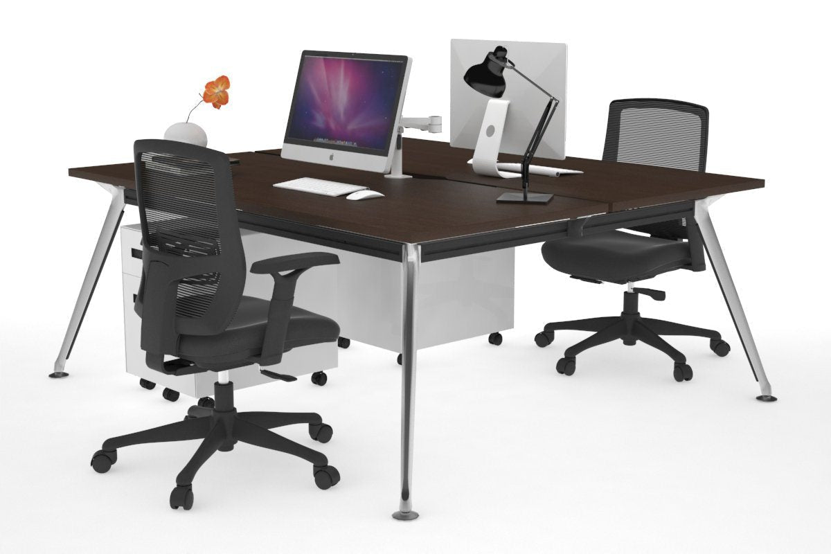 San Fran - Ergonomic 2 Person Workstation Bench Chrome Leg [1400L x 800W with Cable Scallop] Jasonl wenge none 