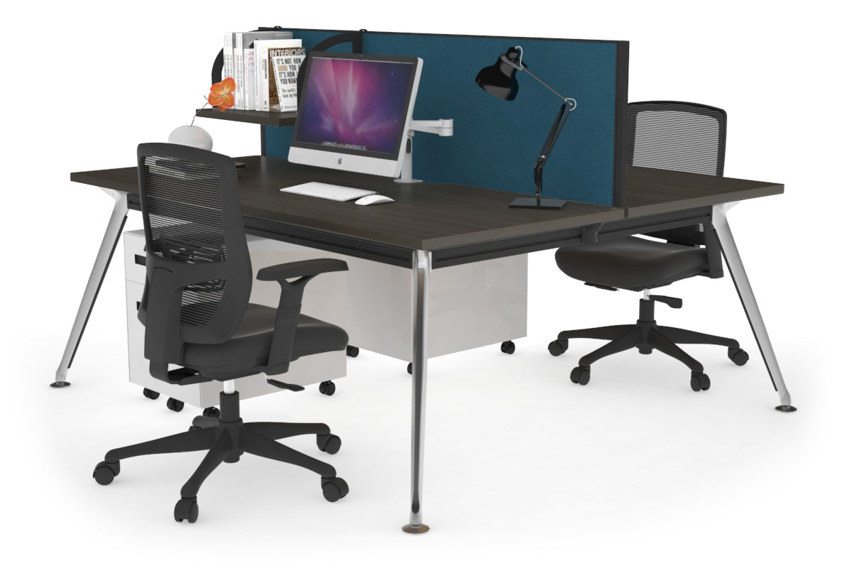 San Fran - Ergonomic 2 Person Workstation Bench Chrome Leg [1400L x 800W with Cable Scallop] Jasonl dark oak deep blue (500H x 1400W) 