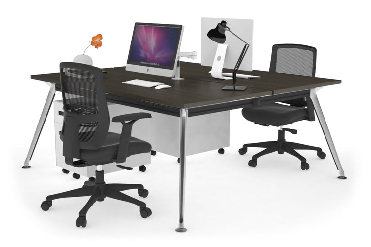 San Fran - Ergonomic 2 Person Workstation Bench Chrome Leg [1800L x 700W] Jasonl dark oak none 
