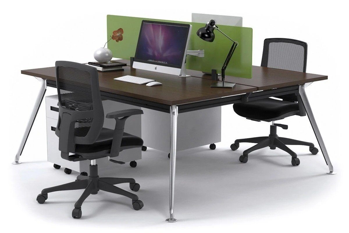 San Fran - Ergonomic 2 Person Workstation Bench Chrome Leg [1800L x 700W] Jasonl wenge green perspex (400H x 1500W) 