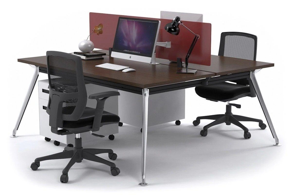 San Fran - Ergonomic 2 Person Workstation Bench Chrome Leg [1800L x 700W] Jasonl wenge red perspex (400H x 1500W) 