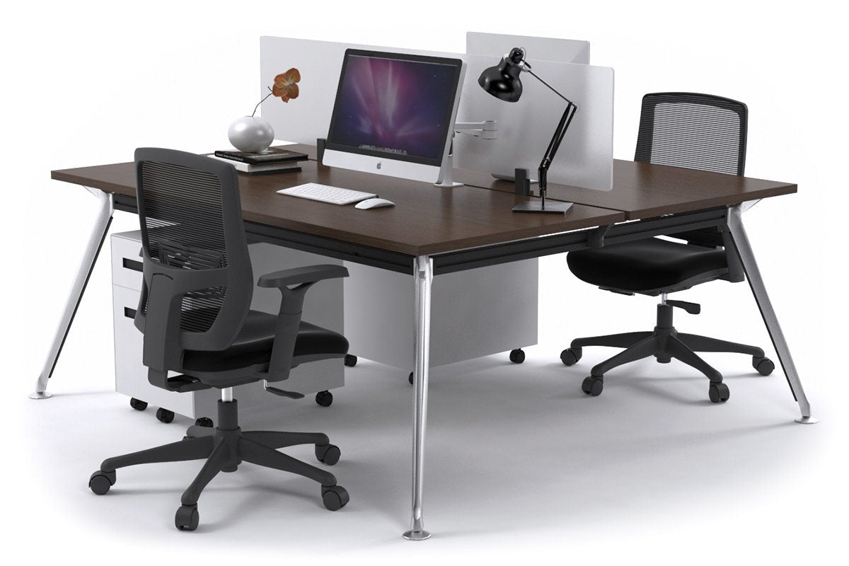 San Fran - Ergonomic 2 Person Workstation Bench Chrome Leg [1800L x 700W] Jasonl wenge white perspex (400H x 1500W) 