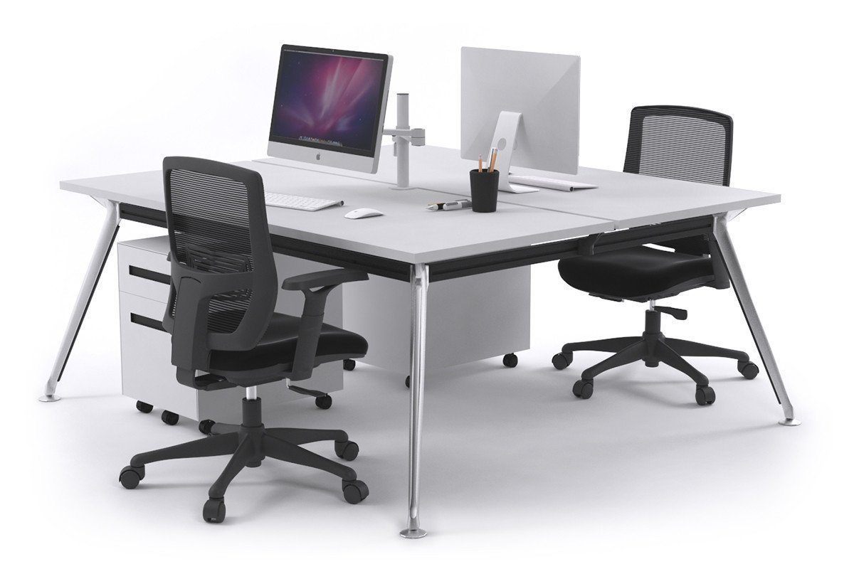 San Fran - Ergonomic 2 Person Workstation Bench Chrome Leg [1800L x 700W] Jasonl white none 