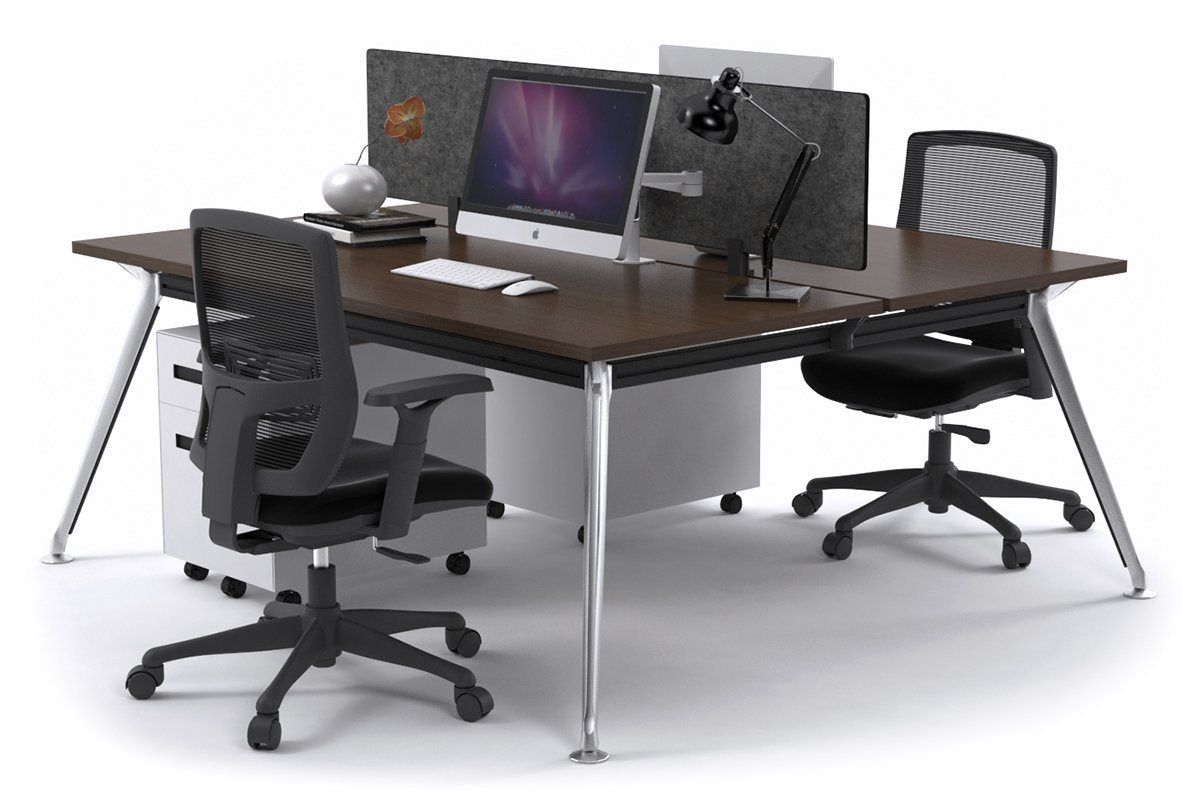 San Fran - Ergonomic 2 Person Workstation Bench Chrome Leg [1800L x 700W] Jasonl wenge grey fabric (400H x 1500W) 