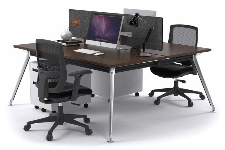 San Fran - Ergonomic 2 Person Workstation Bench Chrome Leg [1800L x 700W] Jasonl wenge grey fabric (400H x 1500W) 