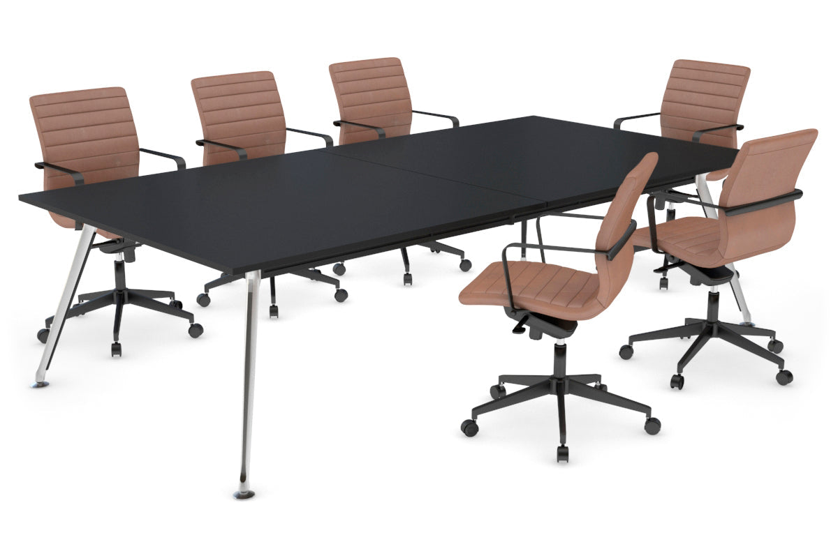 San Fran - Executive Boardroom Table Rectangle Chrome Legs [2400L x 1200W] Jasonl black 
