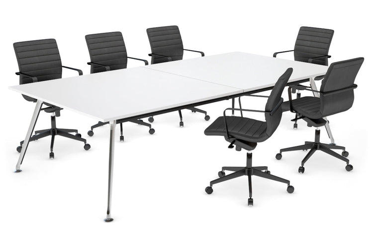 San Fran - Executive Boardroom Table Rectangle Chrome Legs [2400L x 1200W] Jasonl white 