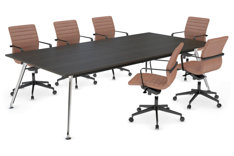 San Fran - Executive Boardroom Table Rectangle Chrome Legs [2400L x 1200W] Jasonl dark oak 