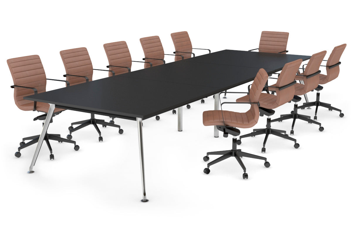 San Fran - Executive Boardroom Table Rectangle Chrome Legs [3600L x 1200W] Jasonl black 