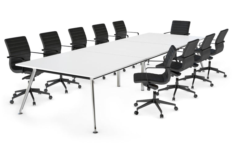 San Fran - Executive Boardroom Table Rectangle Chrome Legs [3600L x 1200W] Jasonl white 