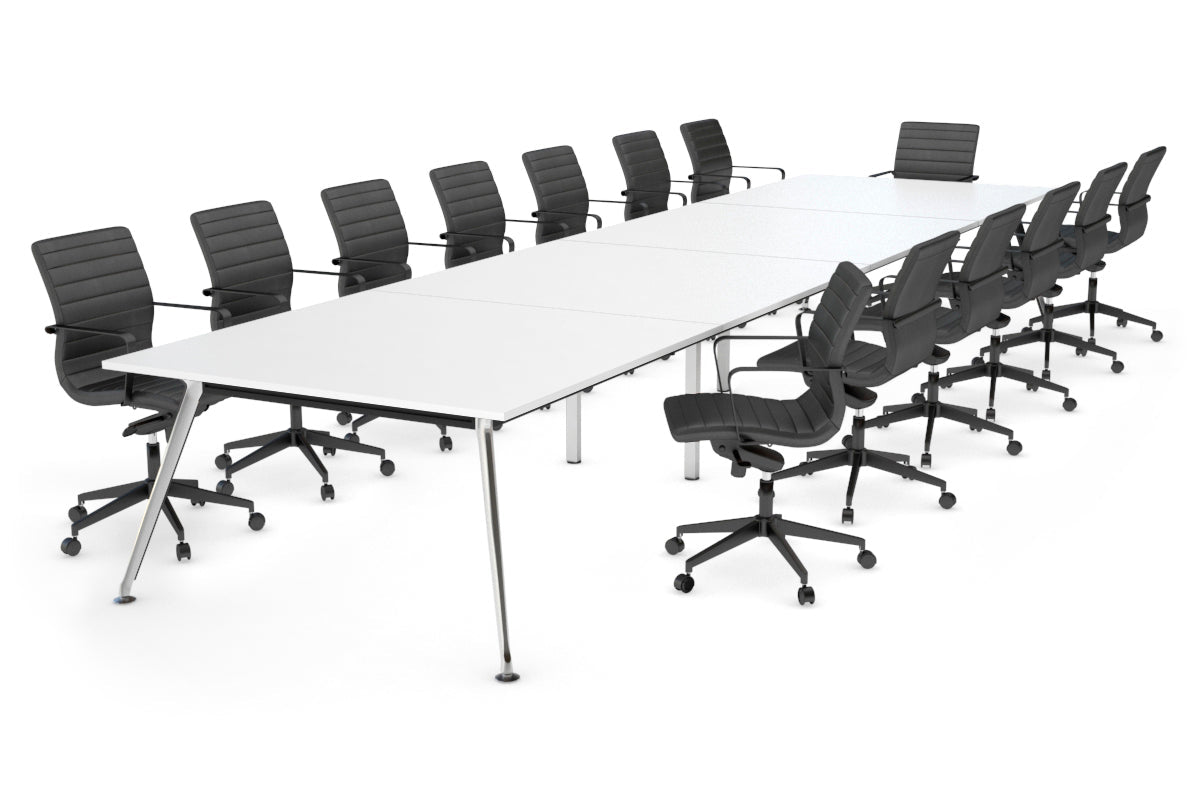San Fran - Executive Boardroom Table Rectangle Chrome Legs [4800L x 1200W] Jasonl white 
