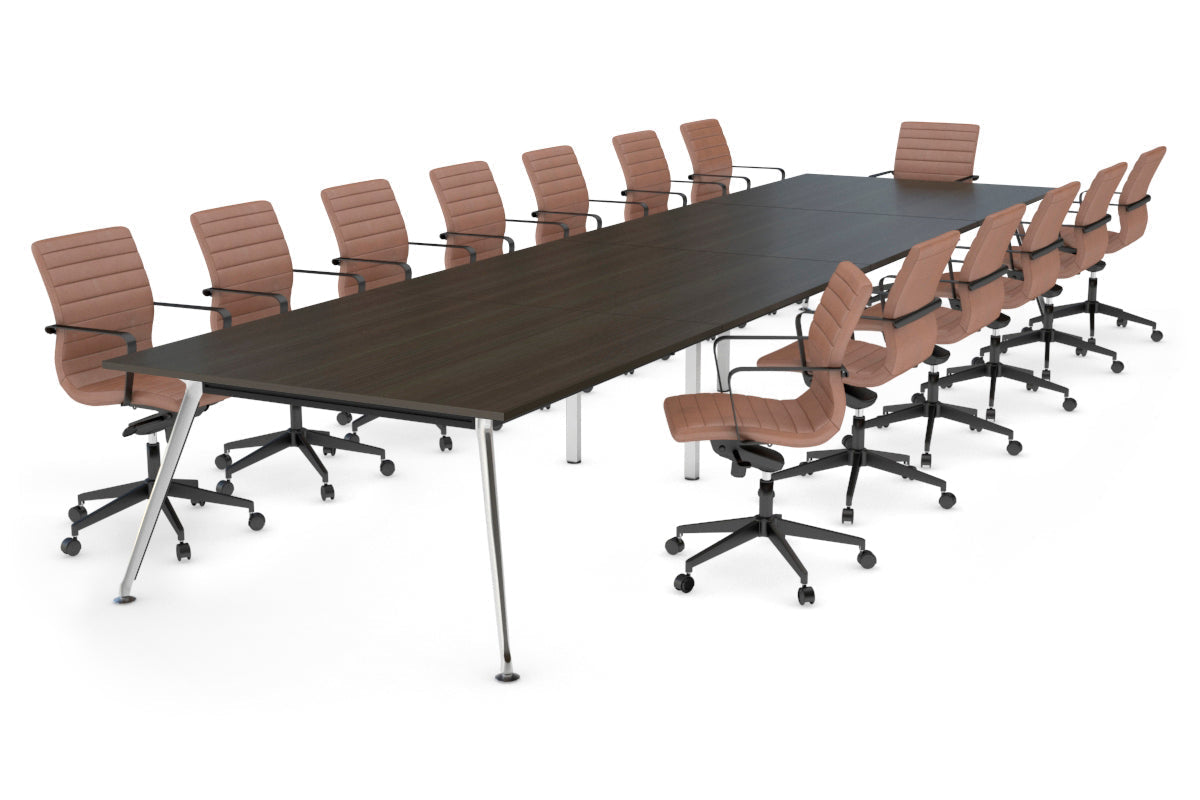 San Fran - Executive Boardroom Table Rectangle Chrome Legs [4800L x 1200W] Jasonl dark oak 