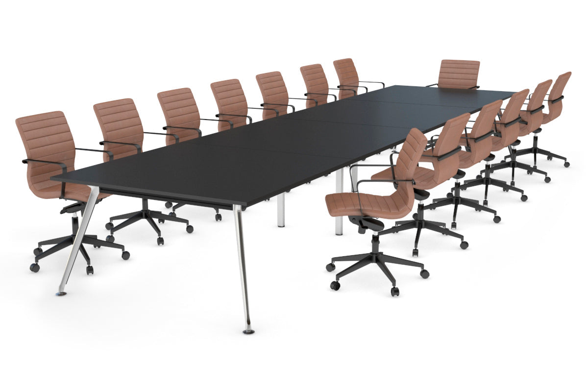 San Fran - Executive Boardroom Table Rectangle Chrome Legs [4800L x 1200W] Jasonl black 