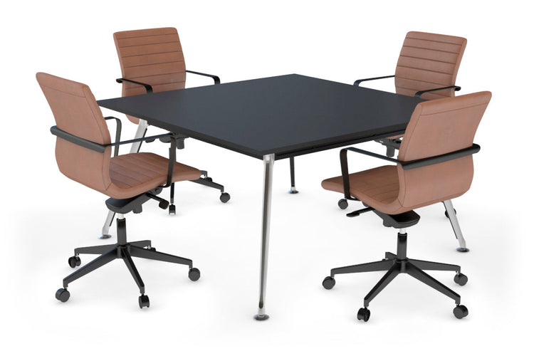 San Fran - Executive Boardroom Table Square Chrome Legs [1200L x 1200W] Jasonl black 