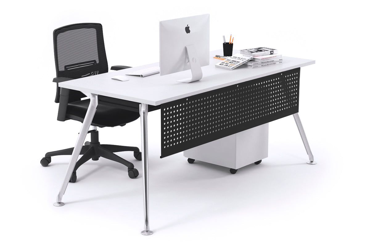 San Fran - Executive Office Desk Chrome Leg [1400L x 700W] Jasonl white black modesty 