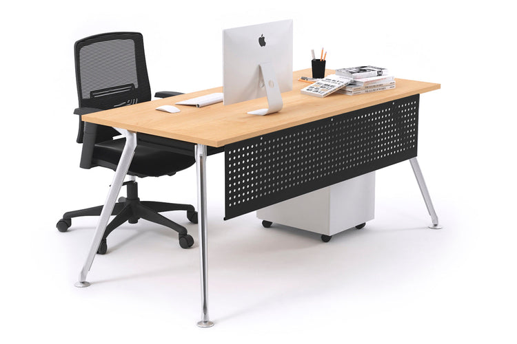 San Fran - Executive Office Desk Chrome Leg [1400L x 700W] Jasonl maple black modesty 