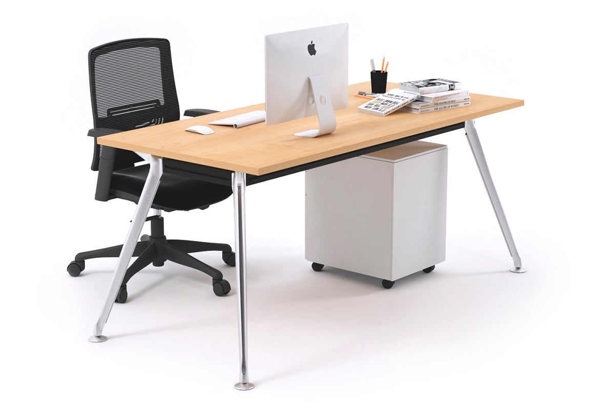 San Fran - Executive Office Desk Chrome Leg [1400L x 700W] Jasonl maple none 