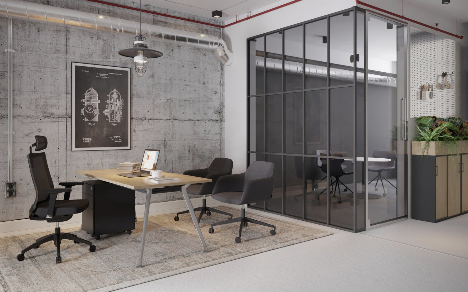 San Fran - Executive Office Desk Chrome Leg [1400L x 800W with Cable Scallop] Jasonl 