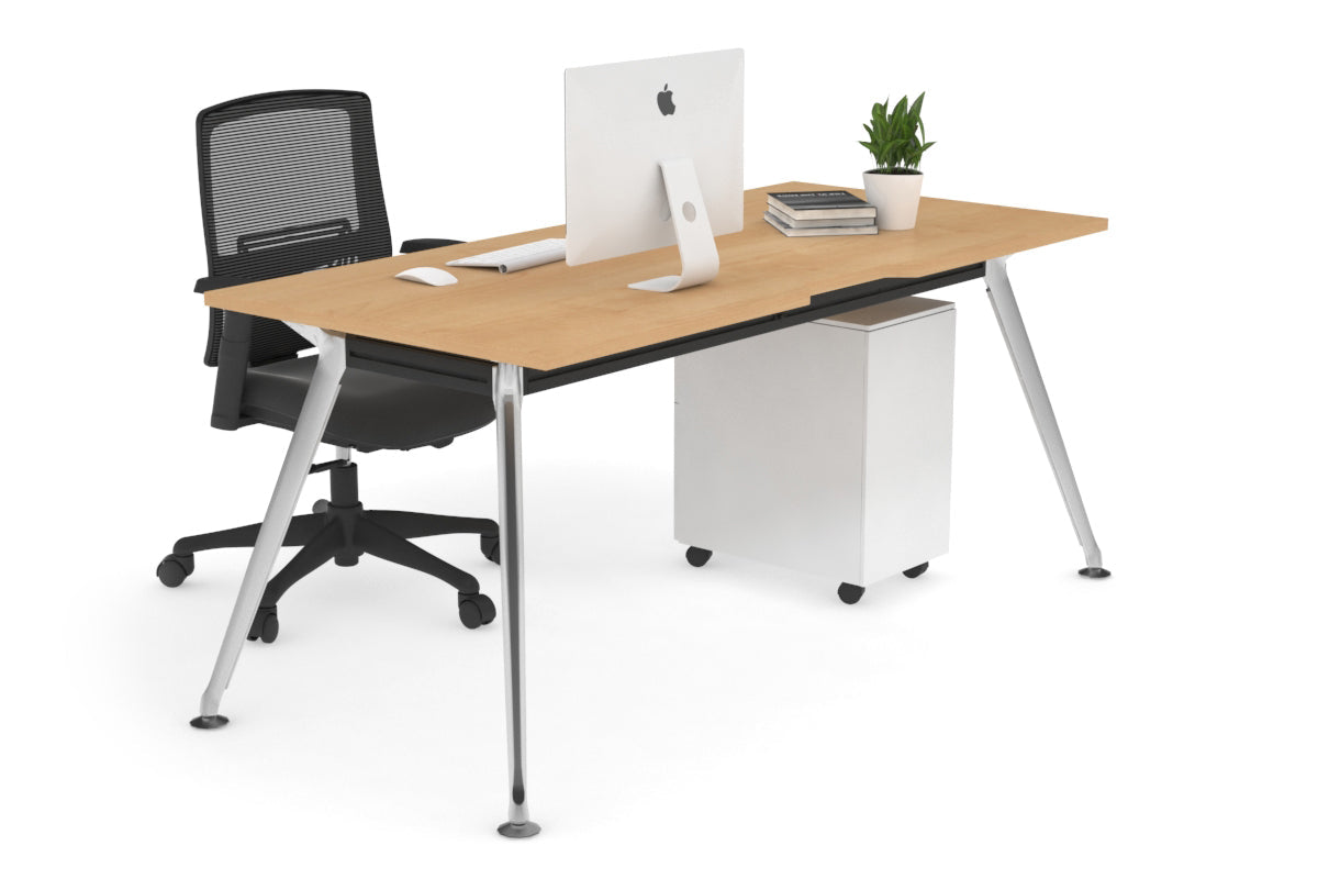 San Fran - Executive Office Desk Chrome Leg [1400L x 800W with Cable Scallop] Jasonl maple none 