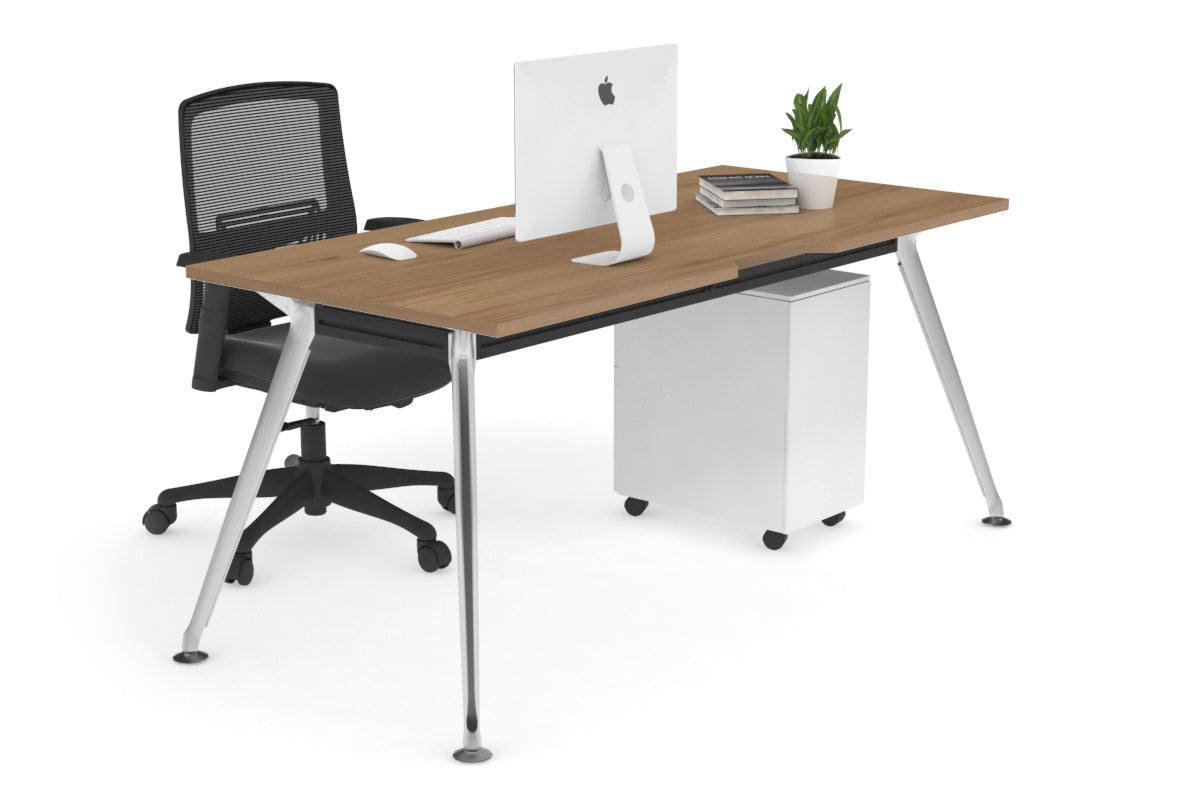 San Fran - Executive Office Desk Chrome Leg [1400L x 800W with Cable Scallop] Jasonl salvage oak none 