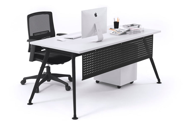 San Fran - Executive Office Desk Chrome Leg [1600L x 700W] Jasonl white black modesty 
