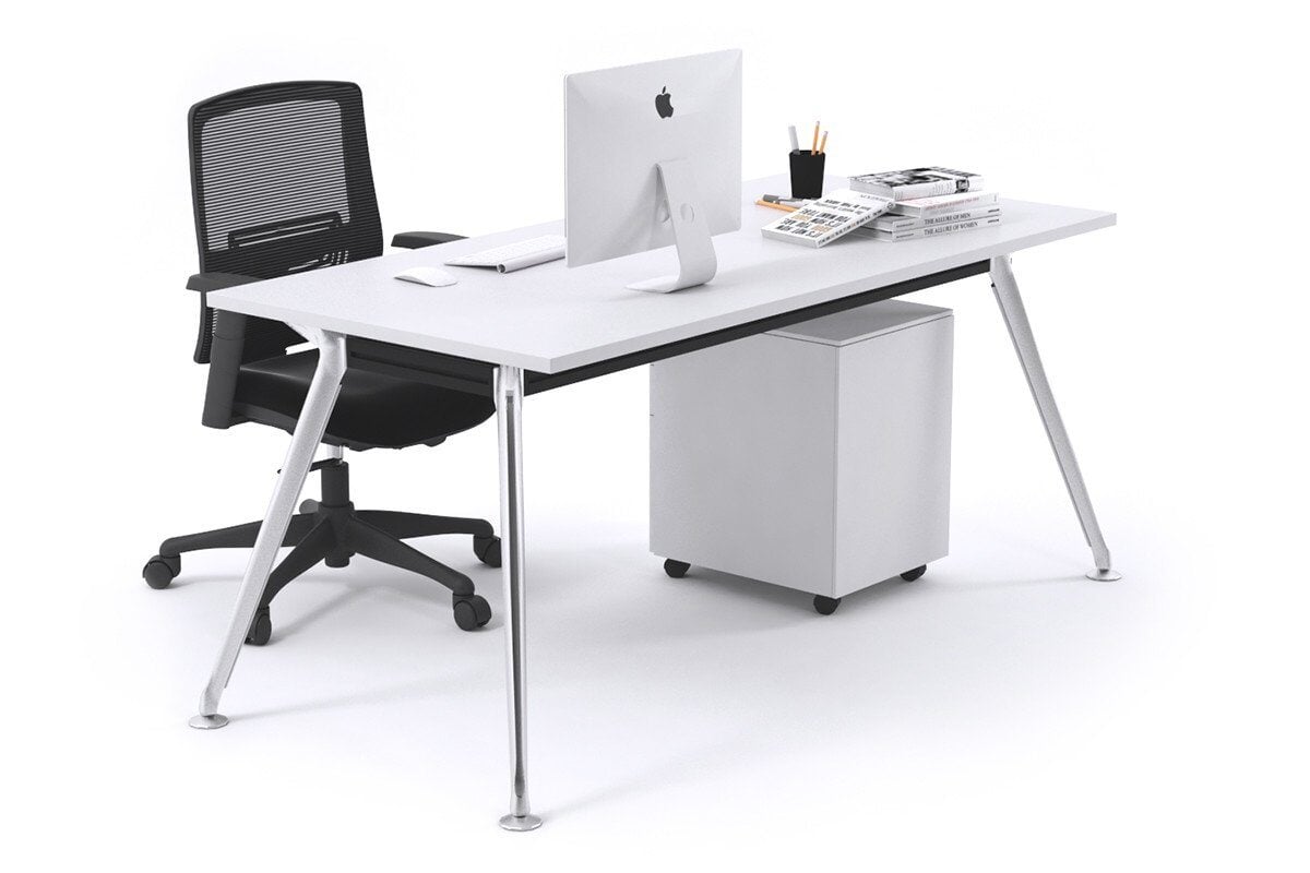 San Fran - Executive Office Desk Chrome Leg [1600L x 700W] Jasonl white none 