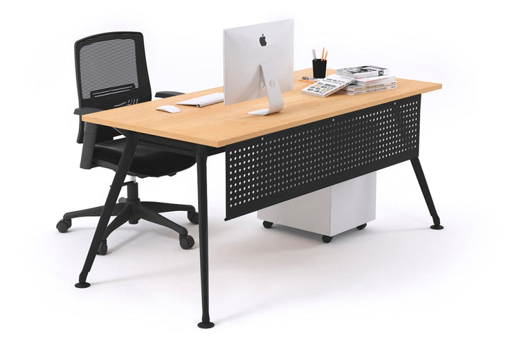 San Fran - Executive Office Desk Chrome Leg [1600L x 700W] Jasonl maple black modesty 