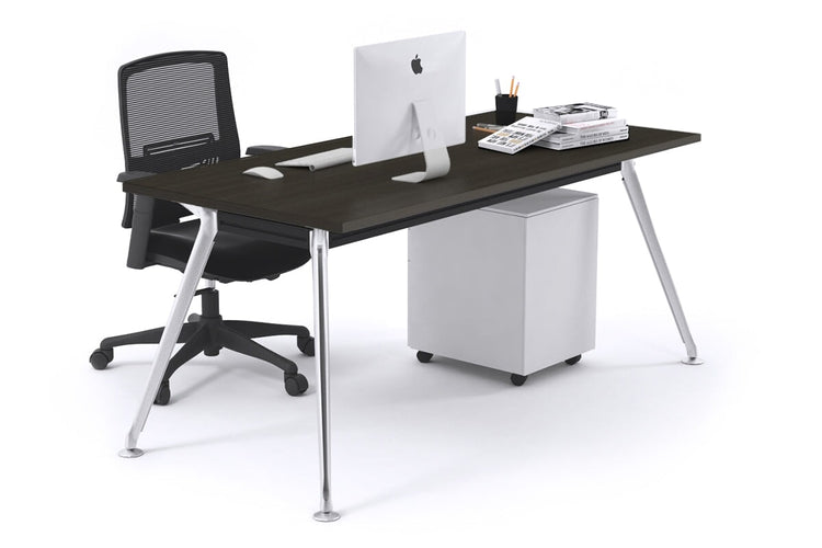 San Fran - Executive Office Desk Chrome Leg [1600L x 700W] Jasonl dark oak none 