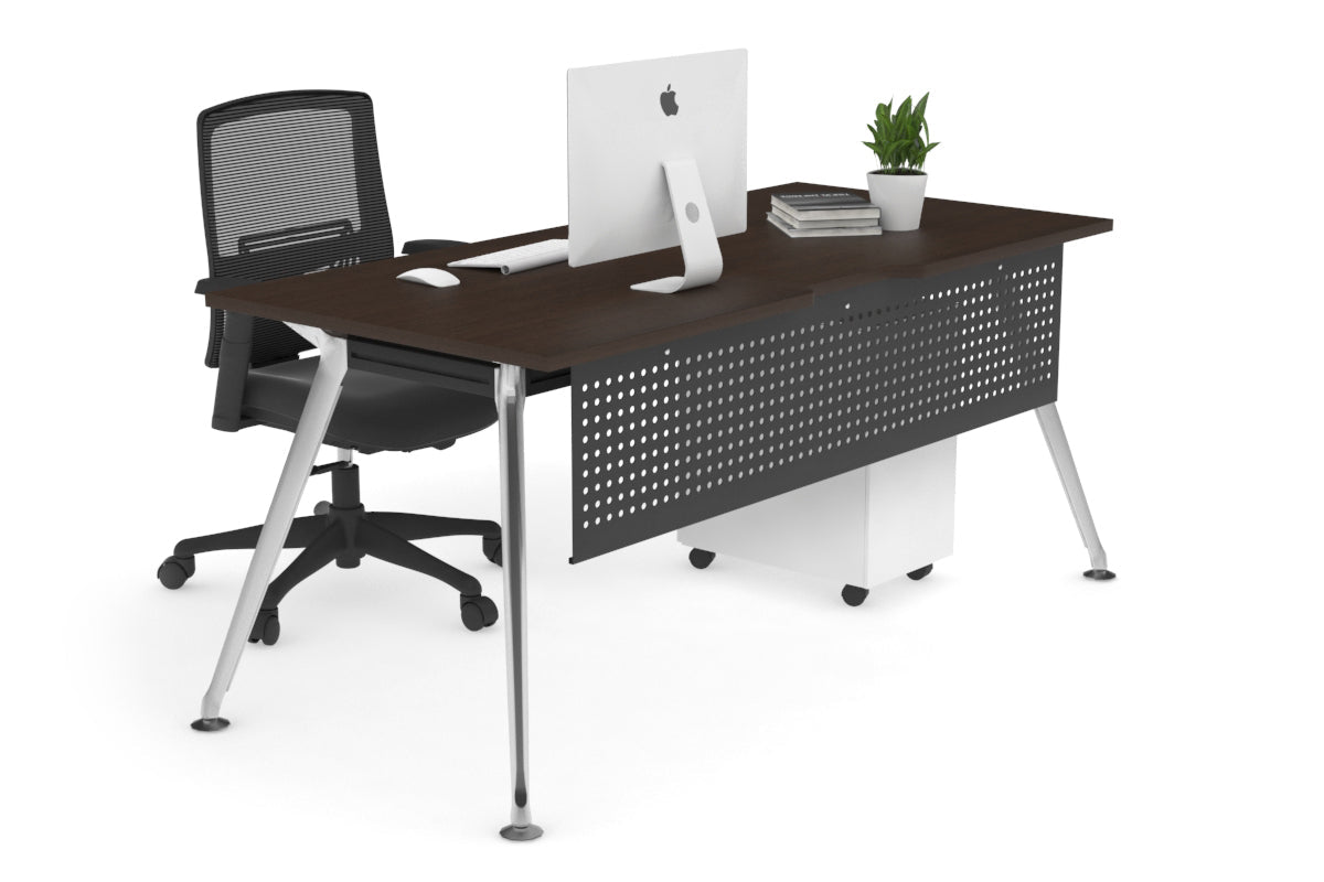 San Fran - Executive Office Desk Chrome Leg [1600L x 800W with Cable Scallop] Jasonl wenge black modesty 