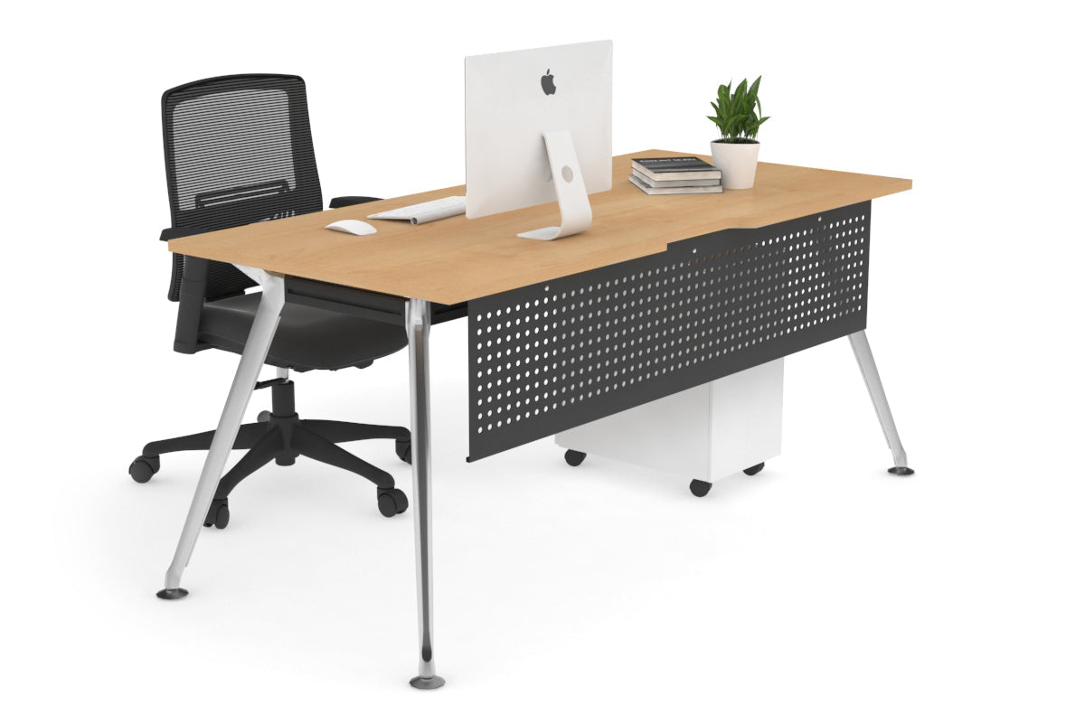 San Fran - Executive Office Desk Chrome Leg [1600L x 800W with Cable Scallop] Jasonl maple black modesty 