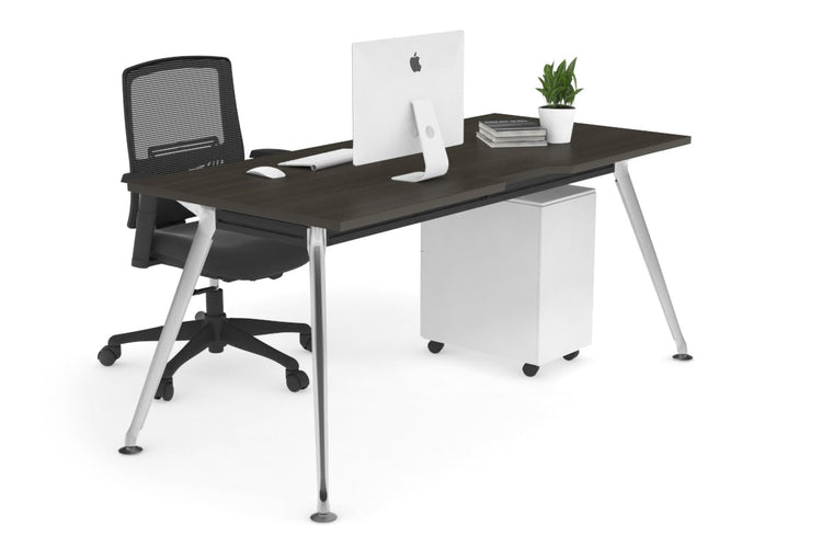 San Fran - Executive Office Desk Chrome Leg [1600L x 800W with Cable Scallop] Jasonl dark oak none 