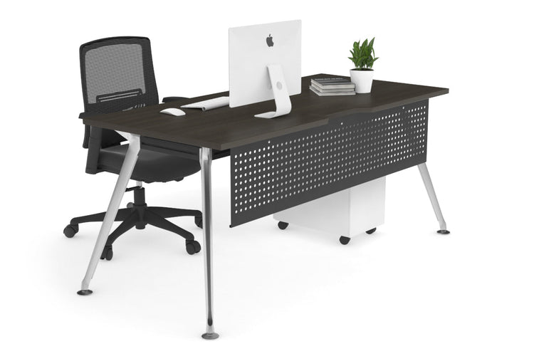 San Fran - Executive Office Desk Chrome Leg [1600L x 800W with Cable Scallop] Jasonl dark oak black modesty 