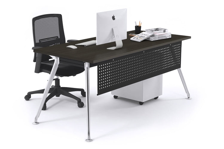 San Fran - Executive Office Desk Chrome Leg [1800L x 700W] Jasonl dark oak black modesty 