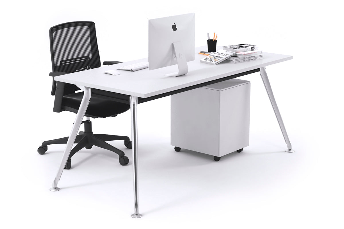 San Fran - Executive Office Desk Chrome Leg [1800L x 700W] Jasonl white none 