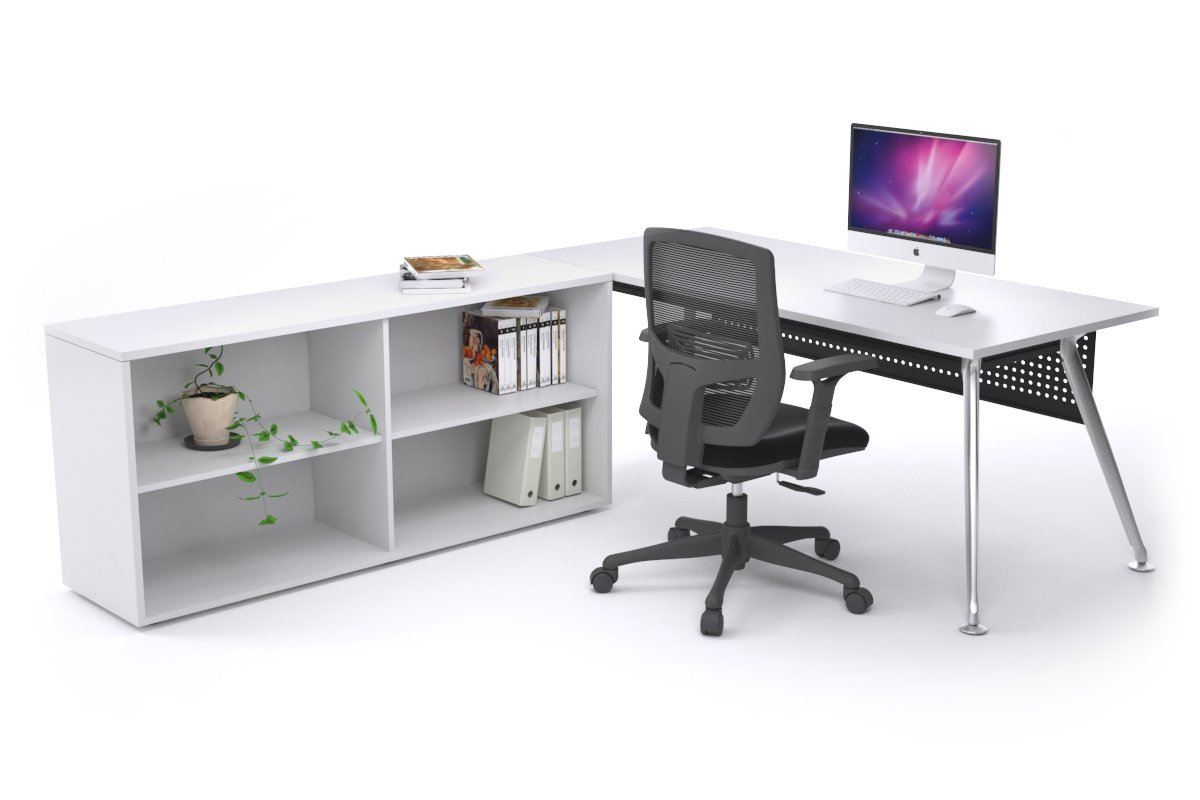 San Fran Executive Setting - Chrome Frame [1600L x 800W] Jasonl white Black modesty open bookcase