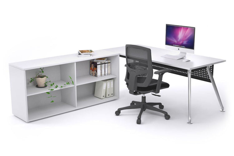 San Fran Executive Setting - Chrome Frame [1600L x 800W] Jasonl white Black modesty open bookcase