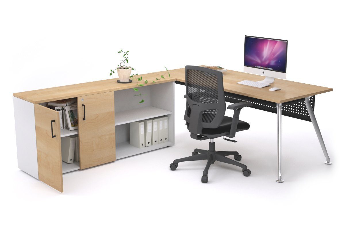 San Fran Executive Setting - Chrome Frame [1600L x 800W] Jasonl maple Black modesty 2 door open