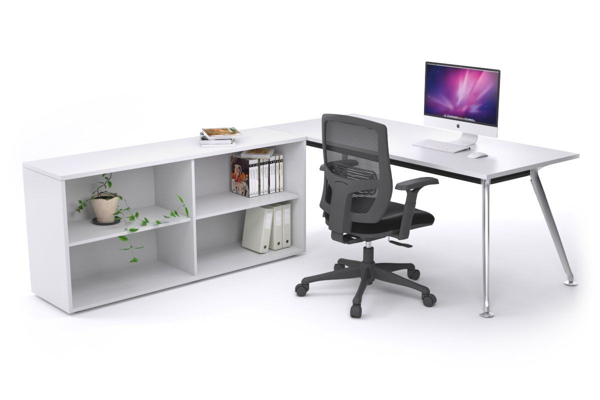 San Fran Executive Setting - Chrome Frame [1600L x 800W] Jasonl white none open bookcase