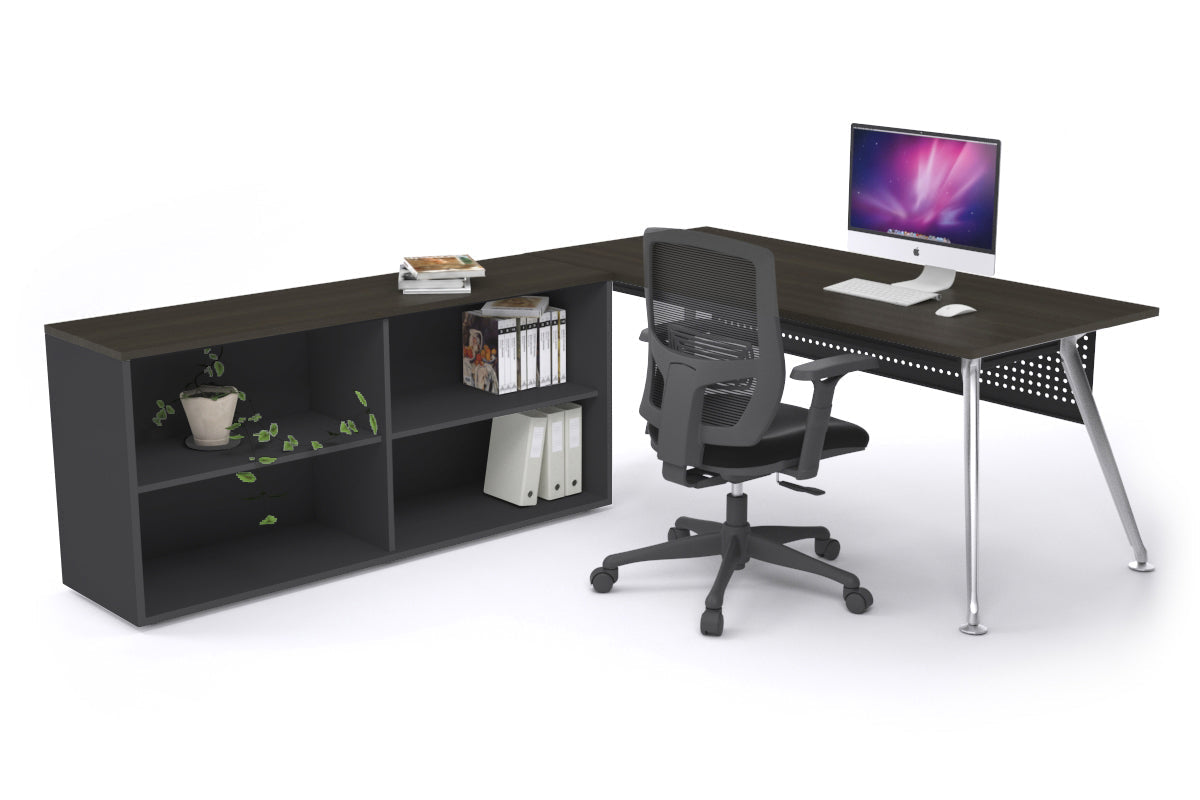 San Fran Executive Setting - Chrome Frame [1600L x 800W] Jasonl dark oak Black modesty open bookcase