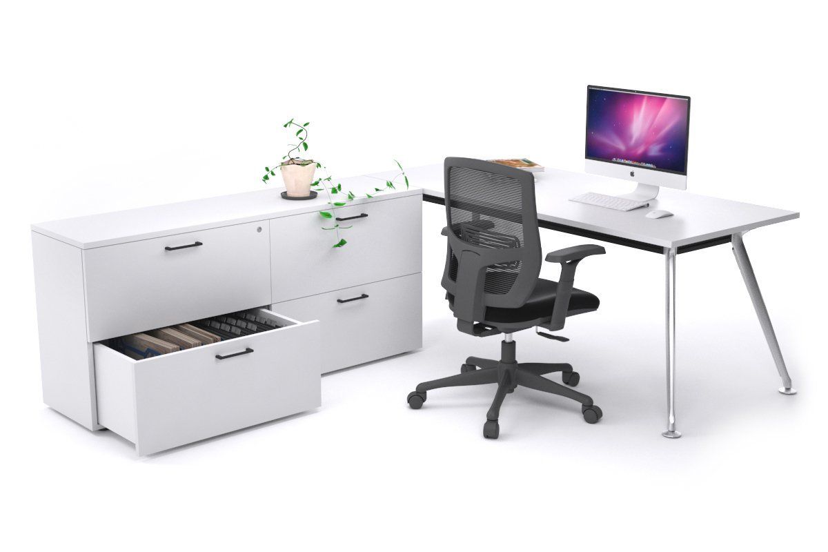 San Fran Executive Setting - Chrome Frame [1600L x 800W] Jasonl white none 4 drawer lateral